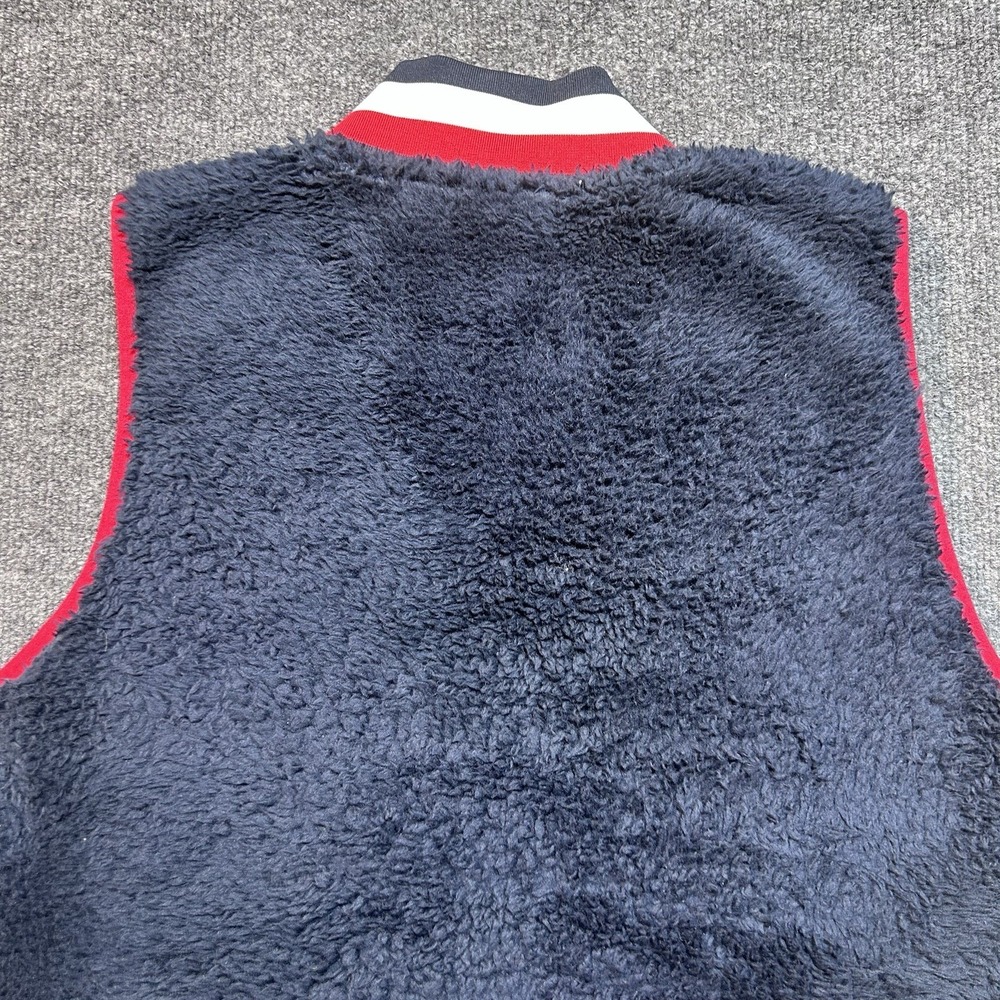 Tommy Hilfiger Sherpa Fleece Vest Women's Small Navy Red Full Zip Logo Pockets - Picture 8 of 14